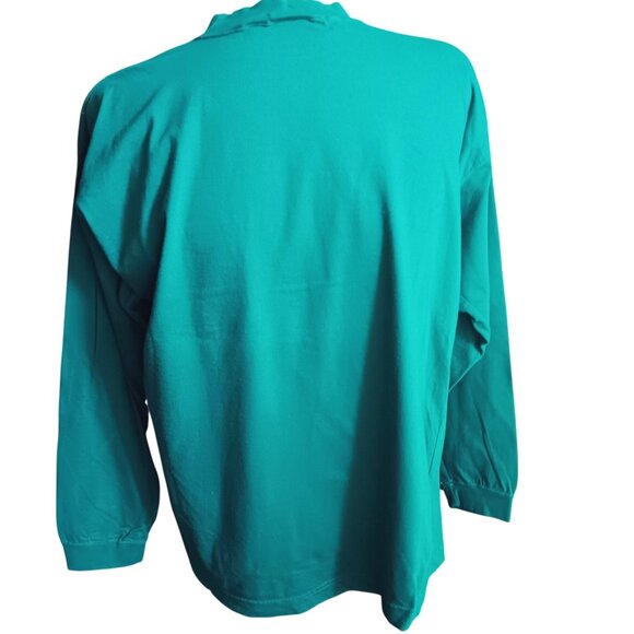 Large Vintage T-shirt Levi's Dockers Mens Teal Mock Neck Long Sleeve Shirt 1990s - Picture 4 of 5